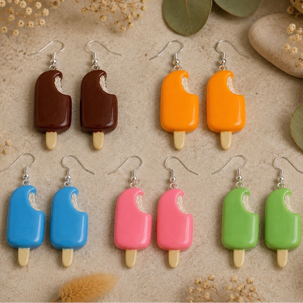 3D Bitten Creamsicle Earrings - Handmade - Hypoallergenic
